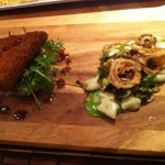 Pulled pork croquette and brown butter gnocci